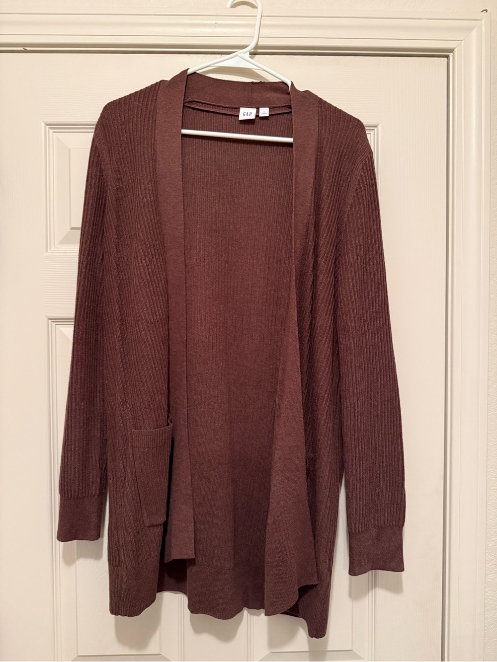 GAP Open-Front Long Cardigan Sweater in Deep Brown NWOT